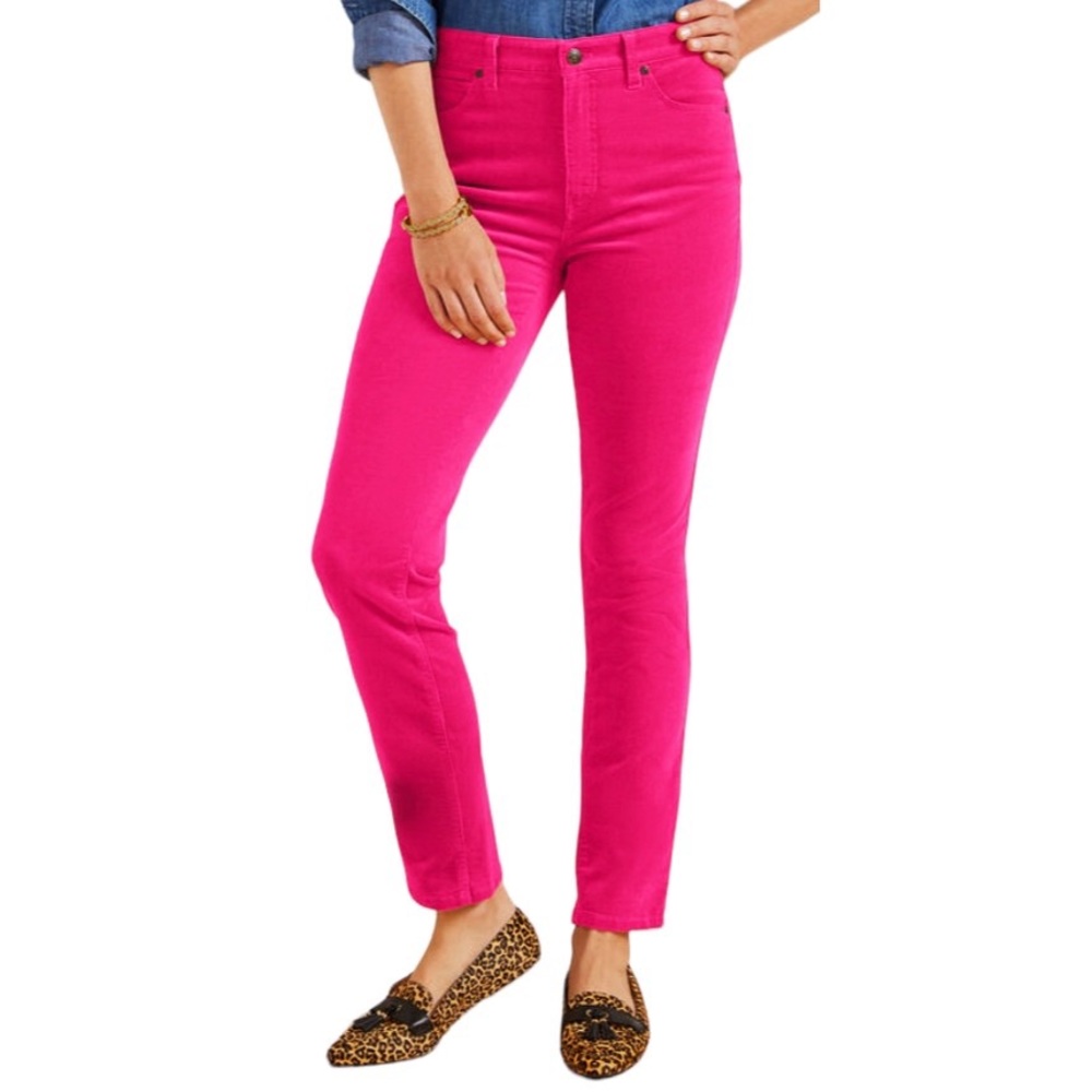 Talbots Size 8 Pink Corduroy Velvet Slim Ankle Pants